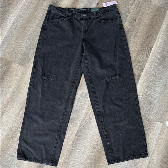WILD FABLE MID RISE Straight 90s Black Distressed Jeans size 12 - Picture 1 of 6